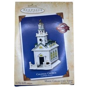 NEW Hallmark Magic Light Ornament Candlelight Services Colonial Church 2004
